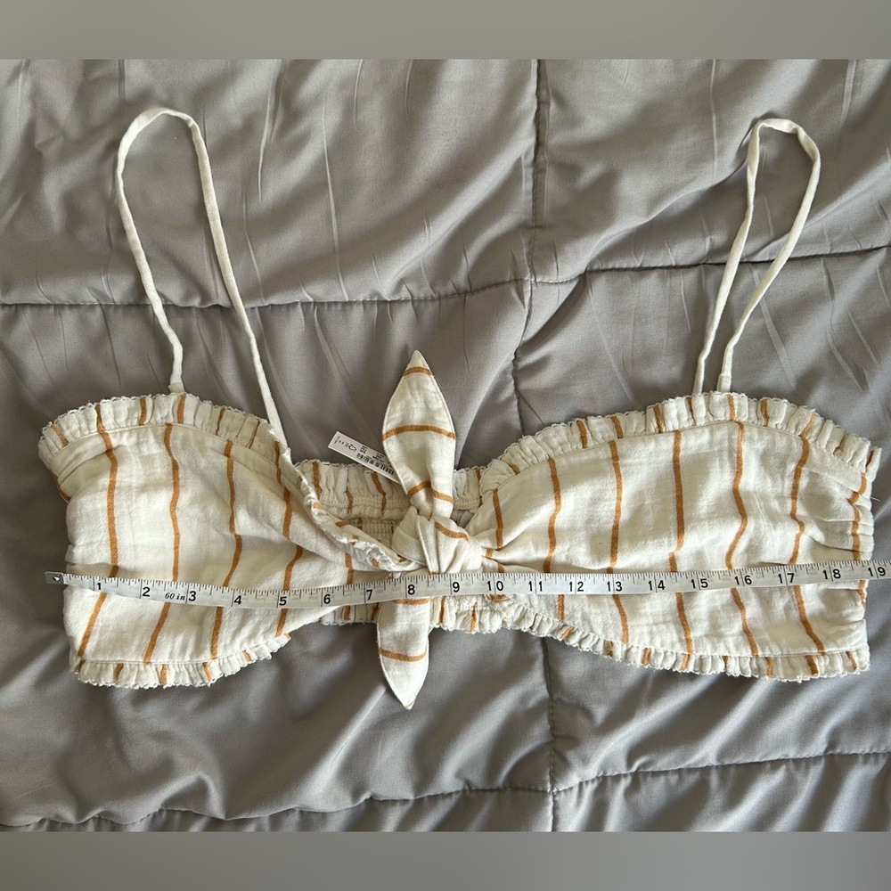 Madewell Lightestspun Striped Bubble Crop Top | Cover-Up | Size XL - Picture 8 of 8